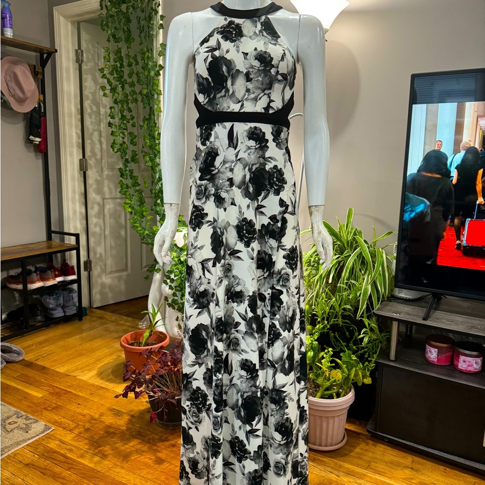 Floral macys side slit dress full length